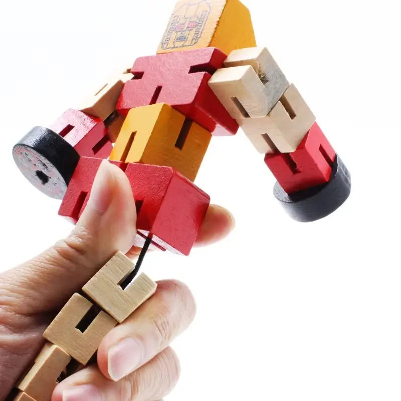 Wooden transforming puzzle toy for kids learning and play