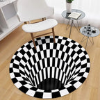 3D Optical Illusion Round Carpet – Non-Slip Geometric Area Rug for Living Room, Bedroom & Home Décor