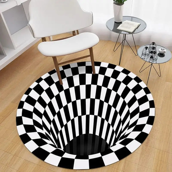 3D Optical Illusion Round Carpet – Non-Slip Geometric Area Rug for Living Room, Bedroom & Home Décor
