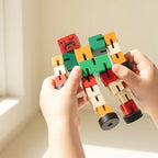 Screen free wooden robot toy for creative hands-on play
