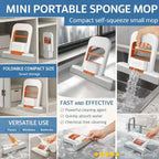 Portable kitchen cleaning mop with self squeezing mechanism