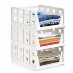 3 Layer Stackable Multifunctional Storage,for Clothes Foldable Drawer Shelf Basket Utility Cart Rack Storage
