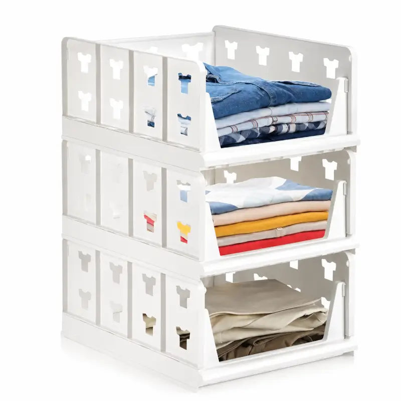 3 Layer Stackable Multifunctional Storage,for Clothes Foldable Drawer Shelf Basket Utility Cart Rack Storage