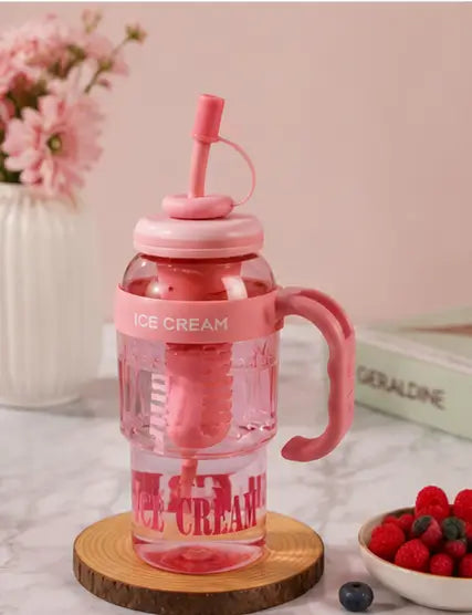 1300ml Water Bottle with Straw & Handle | Leakproof Transparent Plastic Tumbler for Gym, Office & Travel