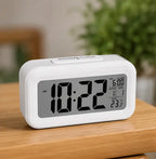 digital alarm clock with temperature and date display