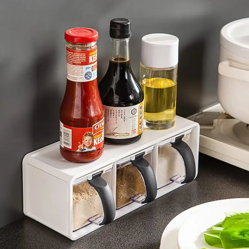 space-saving spice storage containers for kitchen countertop