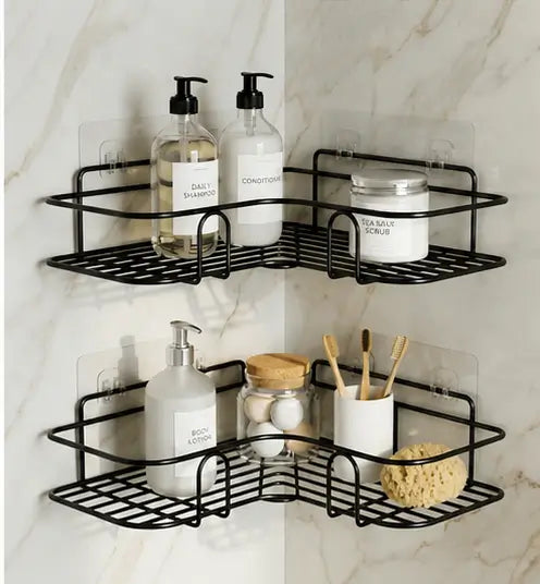 self adhesive metal corner shelf for bathroom and kitchen