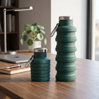 Foldable Silicone Water Bottle – Collapsible Leak-Proof Travel Bottle with Carabiner for Sports, Gym & Outdoor Use