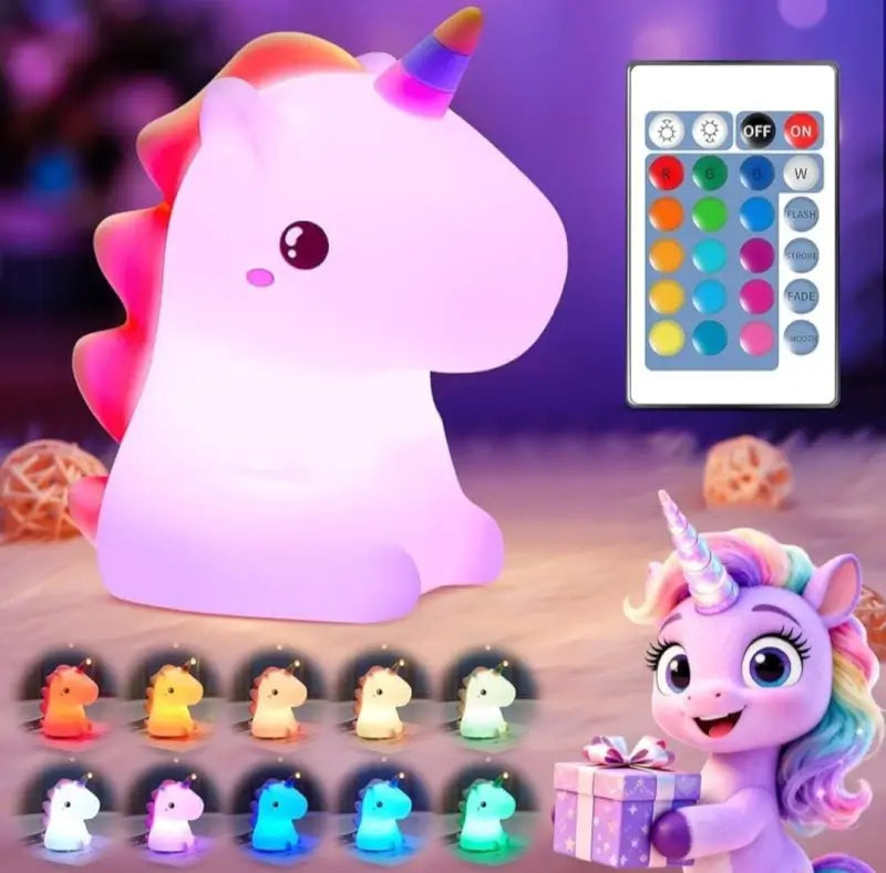 rechargeable unicorn LED night light with touch control