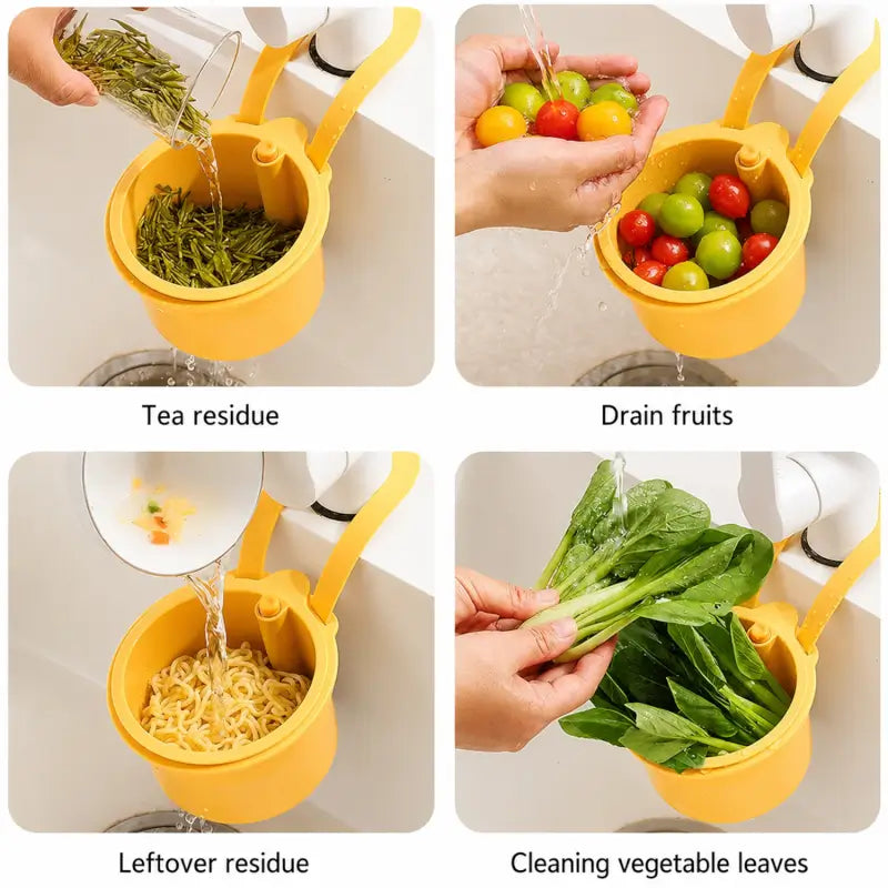Kitchen sink colander with handle and drainage holes
