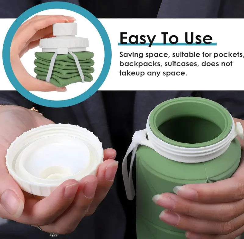 reusable silicone water bottle with sipper lid