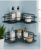 black metal bathroom corner shelf without drilling