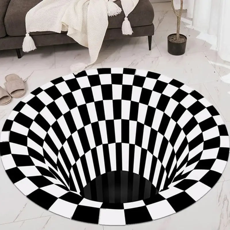 3D Optical Illusion Round Carpet – Non-Slip Geometric Area Rug for Living Room, Bedroom & Home Décor