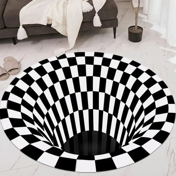 3D Optical Illusion Round Carpet – Non-Slip Geometric Area Rug for Living Room, Bedroom & Home Décor