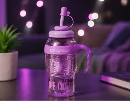 1300ml Water Bottle with Straw & Handle | Leakproof Transparent Plastic Tumbler for Gym, Office & Travel