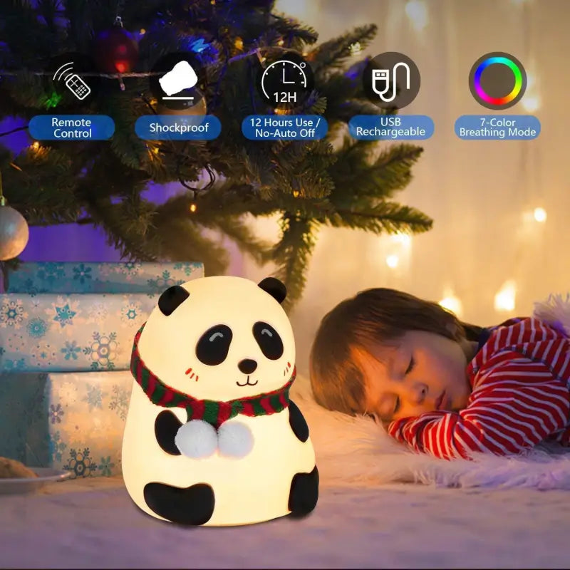 7 Color LED Panda Night Light for Kids Room
