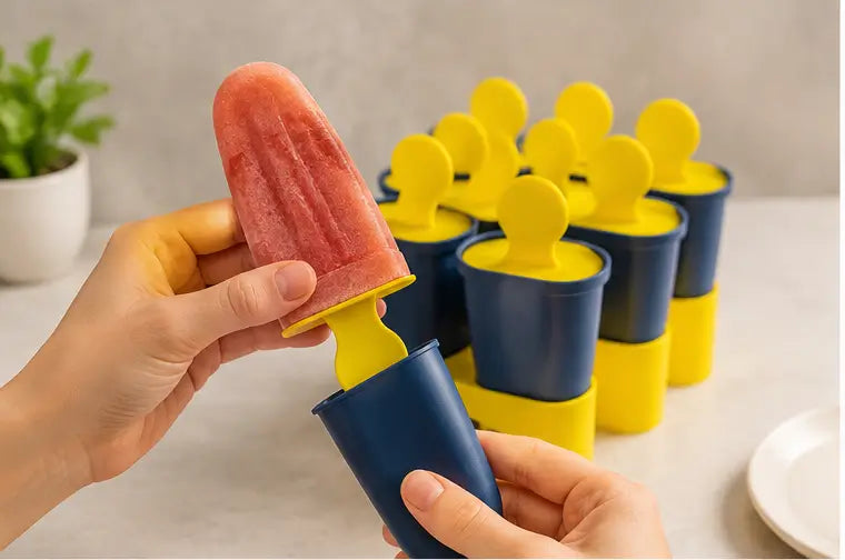 Reusable Ice Pop Maker Mould Set | 6-Cavity Plastic Popsicle & Kulfi Maker with Stand for Homemade Frozen Treats Set 2 (6+6)