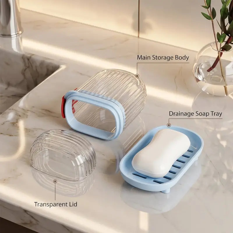 Portable Bathroom Accessories Set – Toothbrush Holder, Travel Cup, Soap Dish & Storage Container for Home & Travel