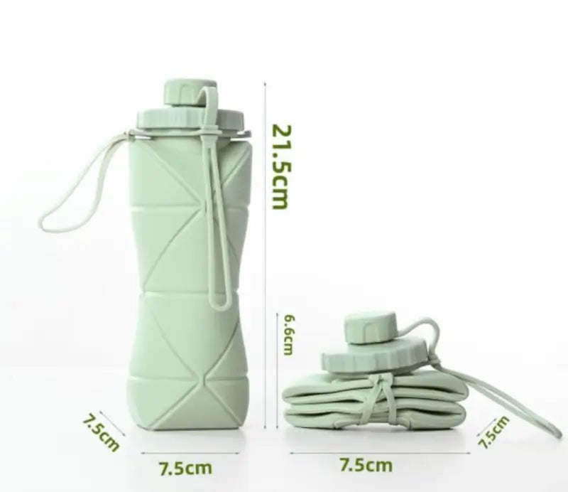 foldable water bottle with metal carrying clip