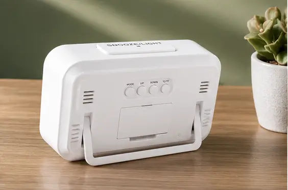compact digital alarm clock for bedroom and office desk