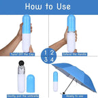 Capsule Shape Mini Folding Umbrella with Storage Case | Portable Pocket Umbrella | Waterproof Travel Umbrella for Men & Women