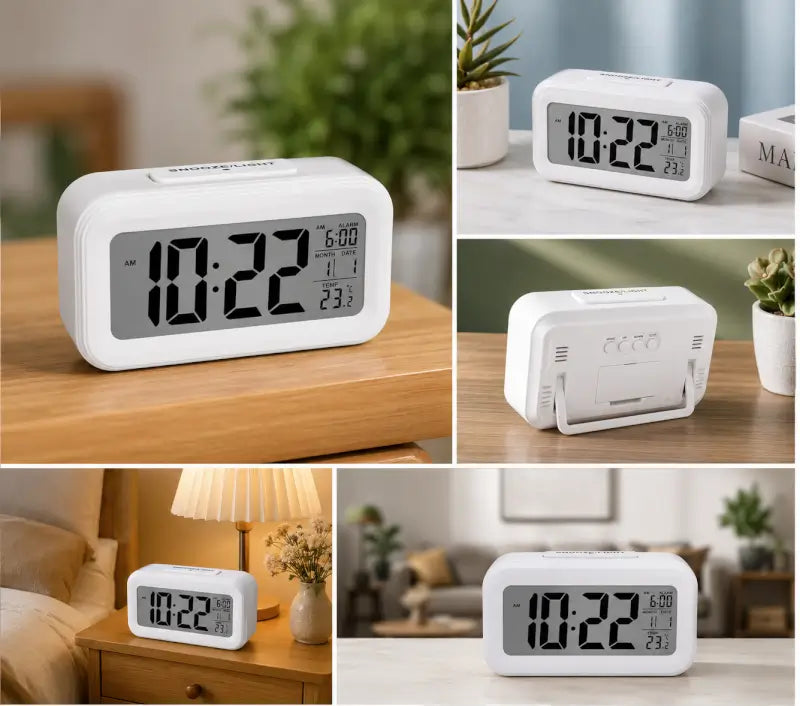 LCD digital desk clock with backlight and snooze function