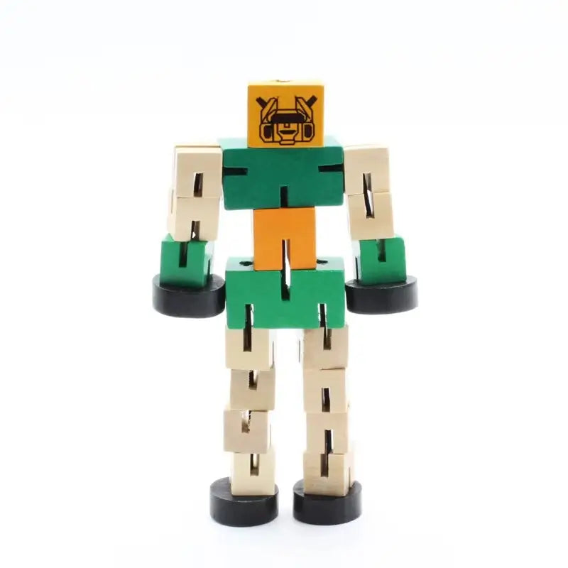Wooden shape transforming robot toy for kids