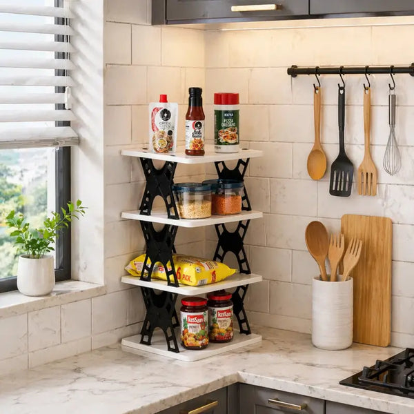 4-Layer Foldable Storage Rack for Kitchen