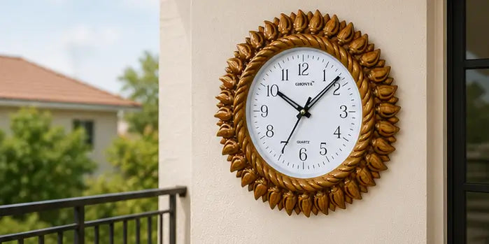 Premium Yellow Shankh Design Analog Wall Clock – Silent Non-Ticking Decorative Plastic Clock for Home & Office (10 Inch)