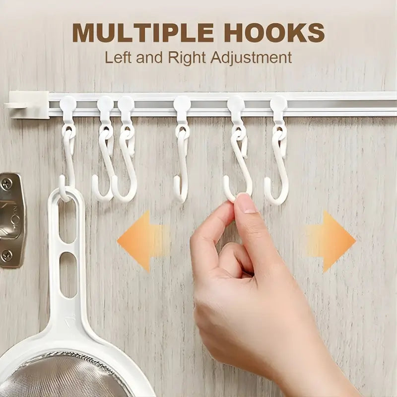 Wall Mounted Kitchen Storage Rack with 10 Adjustable Hooks – Multipurpose Hanging Organizer for Utensils & Accessories