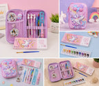 Unicorn Stationery Gift Set – Pencil Pouch with Pen, Pencil & School Supplies Combo for Kids