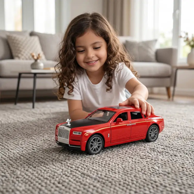 Child Playing with Die-Cast Pull Back Toy Car