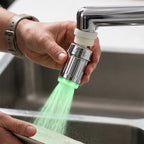 LED Light Dual Flow Faucet Tap Adapter with Splash Filter Aerator for Kitchen Sink, 1 Pc