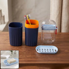 Portable Bathroom Accessories Set – Toothbrush Holder, Travel Cup, Soap Dish & Storage Container for Home & Travel