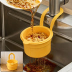Yellow hanging kitchen sink drain basket and food strainer