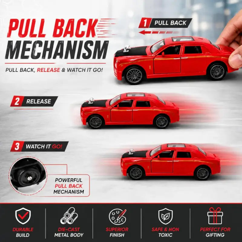 Die-Cast Pull Back Toy Car with Realistic Features
