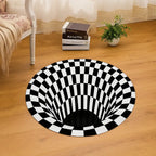 3D Optical Illusion Round Carpet – Non-Slip Geometric Area Rug for Living Room, Bedroom & Home Décor