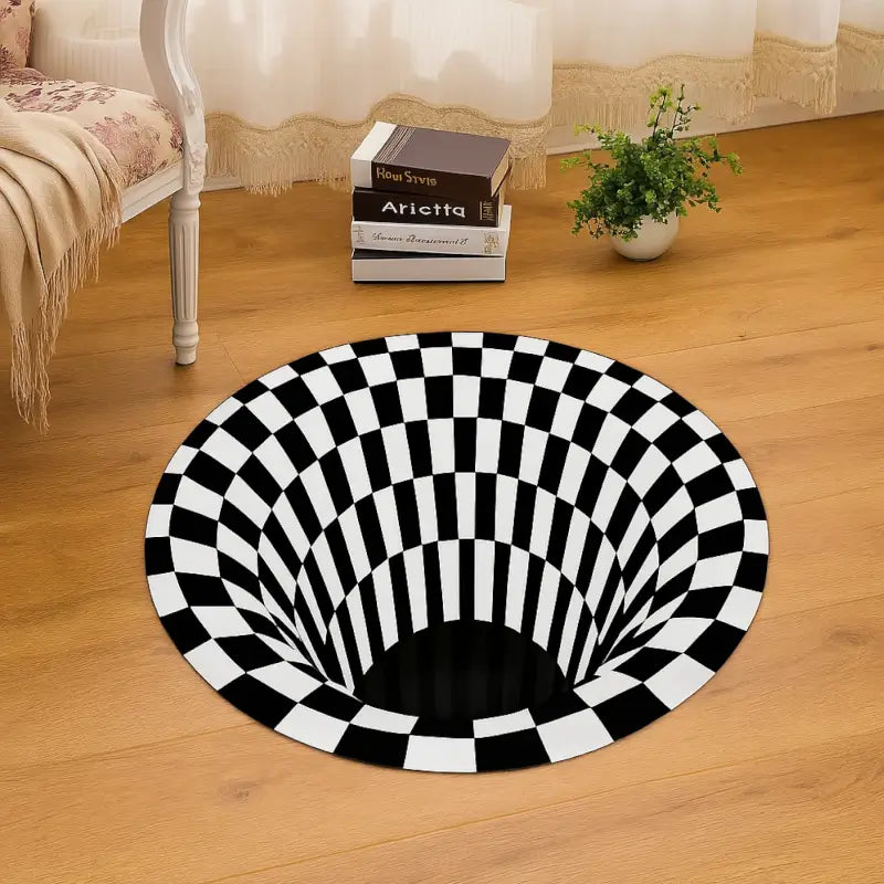 3D Optical Illusion Round Carpet – Non-Slip Geometric Area Rug for Living Room, Bedroom & Home Décor