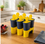 Reusable Ice Pop Maker Mould Set | 6-Cavity Plastic Popsicle & Kulfi Maker with Stand for Homemade Frozen Treats Set 2 (6+6)