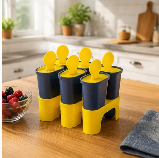 Reusable Ice Pop Maker Mould Set | 6-Cavity Plastic Popsicle & Kulfi Maker with Stand for Homemade Frozen Treats Set 2 (6+6)