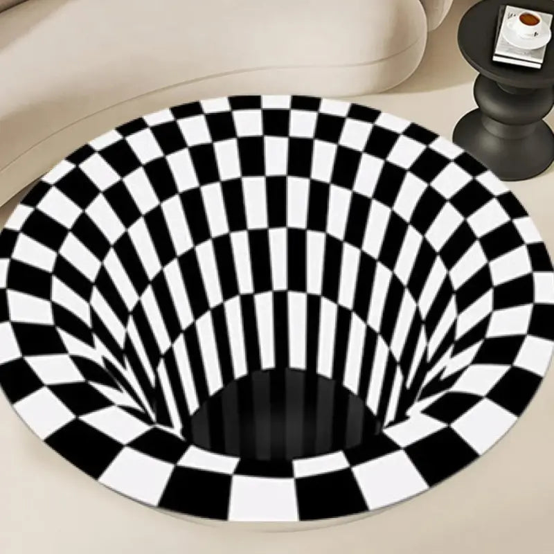 3D Optical Illusion Round Carpet – Non-Slip Geometric Area Rug for Living Room, Bedroom & Home Décor