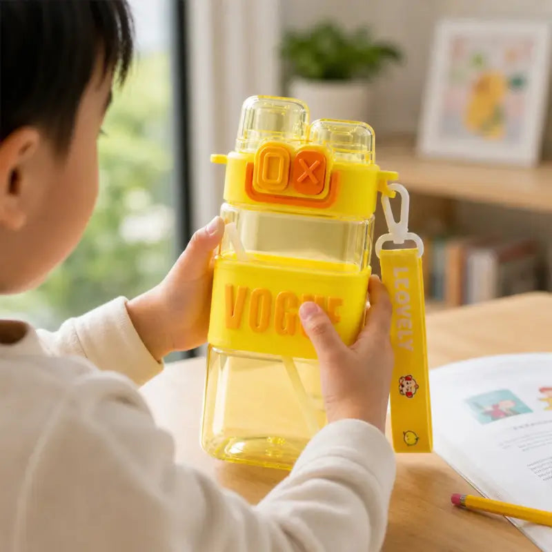 Kids Water Bottle with Straw & Carry Strap | Leakproof BPA-Free Plastic Bottle for School, Travel & Outdoor Use 500ml