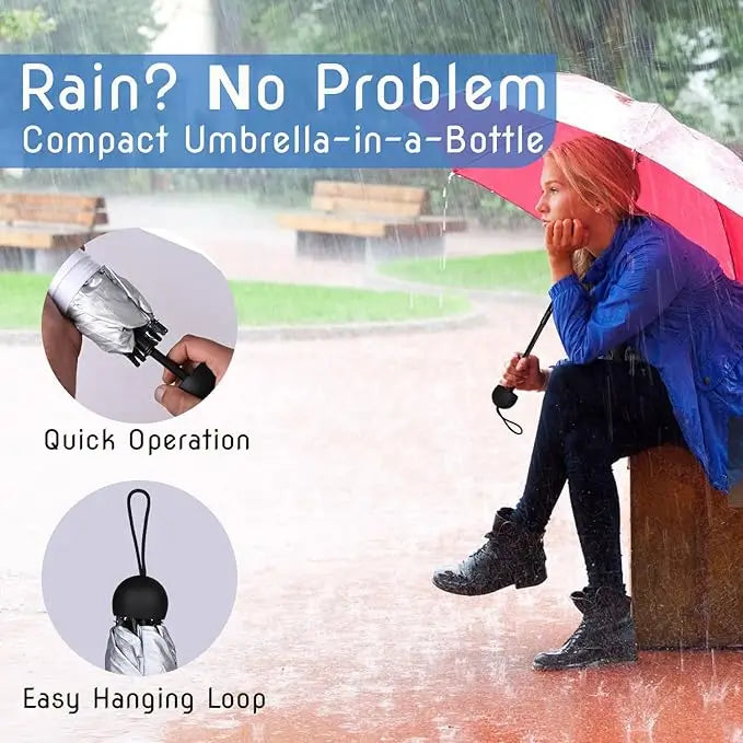 Capsule Shape Mini Folding Umbrella with Storage Case | Portable Pocket Umbrella | Waterproof Travel Umbrella for Men & Women