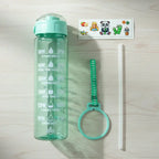 Motivational Water Bottle With Time Marker And Flip Top Lid Ã‚â‚¬â€œ Large Leakproof Drinking Bottle With Straw And Carry Strap For Gym | Reusable, Leakproof, Portable, Daily Use