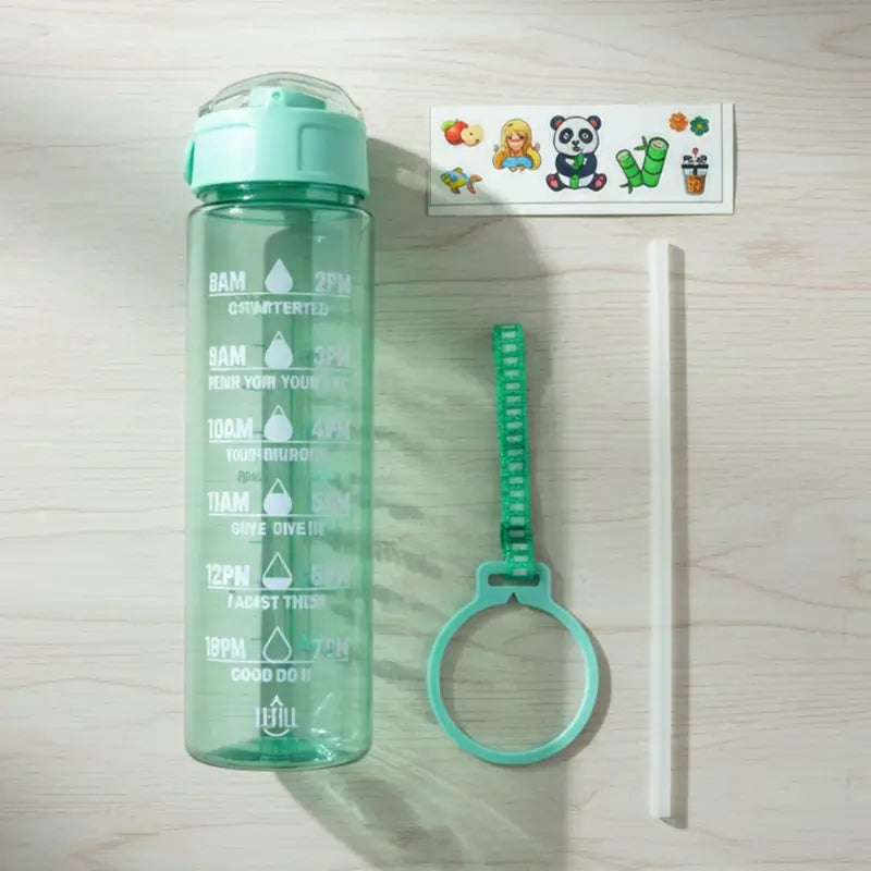 Motivational Water Bottle With Time Marker And Flip Top Lid Ã‚â‚¬â€œ Large Leakproof Drinking Bottle With Straw And Carry Strap For Gym | Reusable, Leakproof, Portable, Daily Use