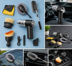 Portable Car Cleaning Kit – Handheld Vacuum Cleaner with Brushes & Microfiber Cloth for Interior & Exterior Cleaning