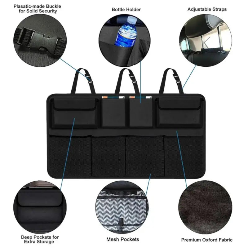 Car Backseat Organizer – Multi-Pocket Seat Storage Bag for Bottles, Accessories, Toys & Travel Essentials