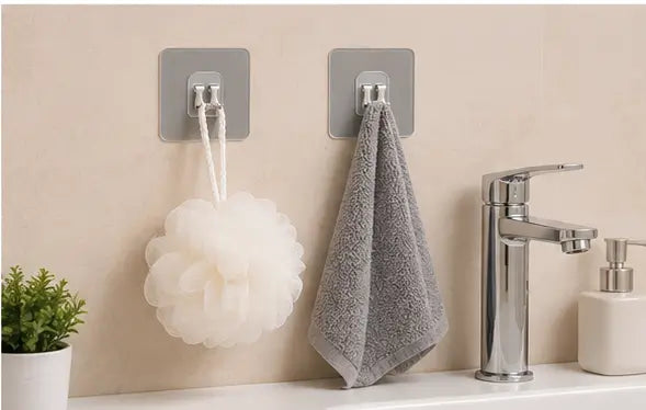 Transparent Self-Adhesive Wall Hooks – Heavy Duty Sticky Hooks for Kitchen, Bathroom & Home (Set of 8)