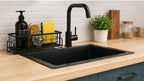 Rustproof Kitchen Sink Organizer Rack – Steel Sponge, Soap & Scrubber Holder with Drain Tray