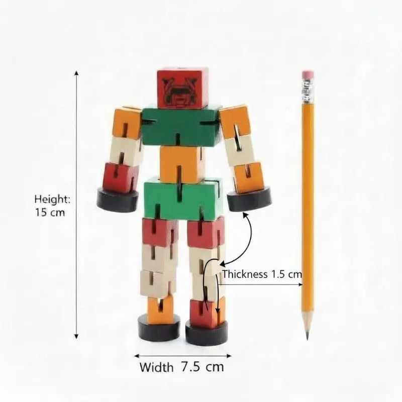 Kids educational wooden transforming robot activity toy